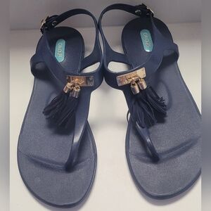 OKA B.  Navy Tassel Sandals